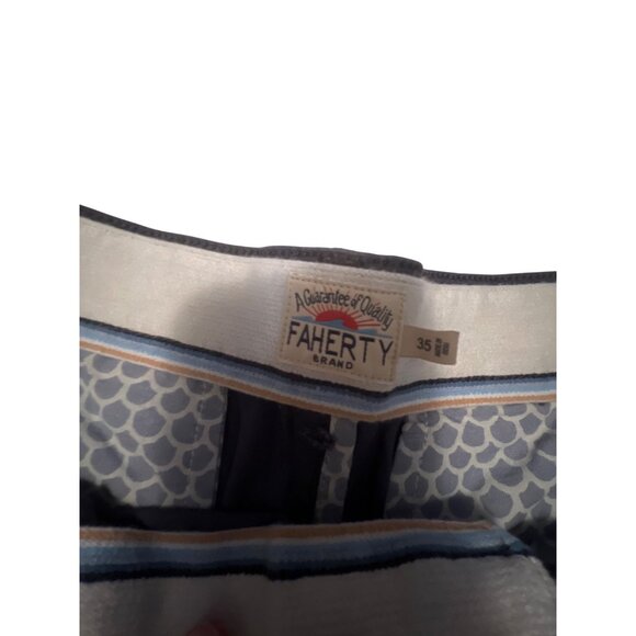 Faherty Mens Navy Shorts Size 35 Classic Fit Cotton Blend With Button & Zip Clos - Picture 4 of 4